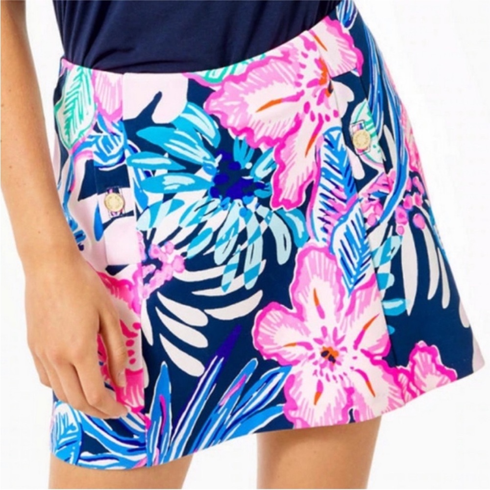 Woman's Lilly Pulitzer XS Maddison Skort High Tide Navy Sugar Mambo